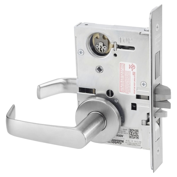 Apartment or Dormitory Mortise Lock, NS Lever, A Rose, Satin Stainless Steel